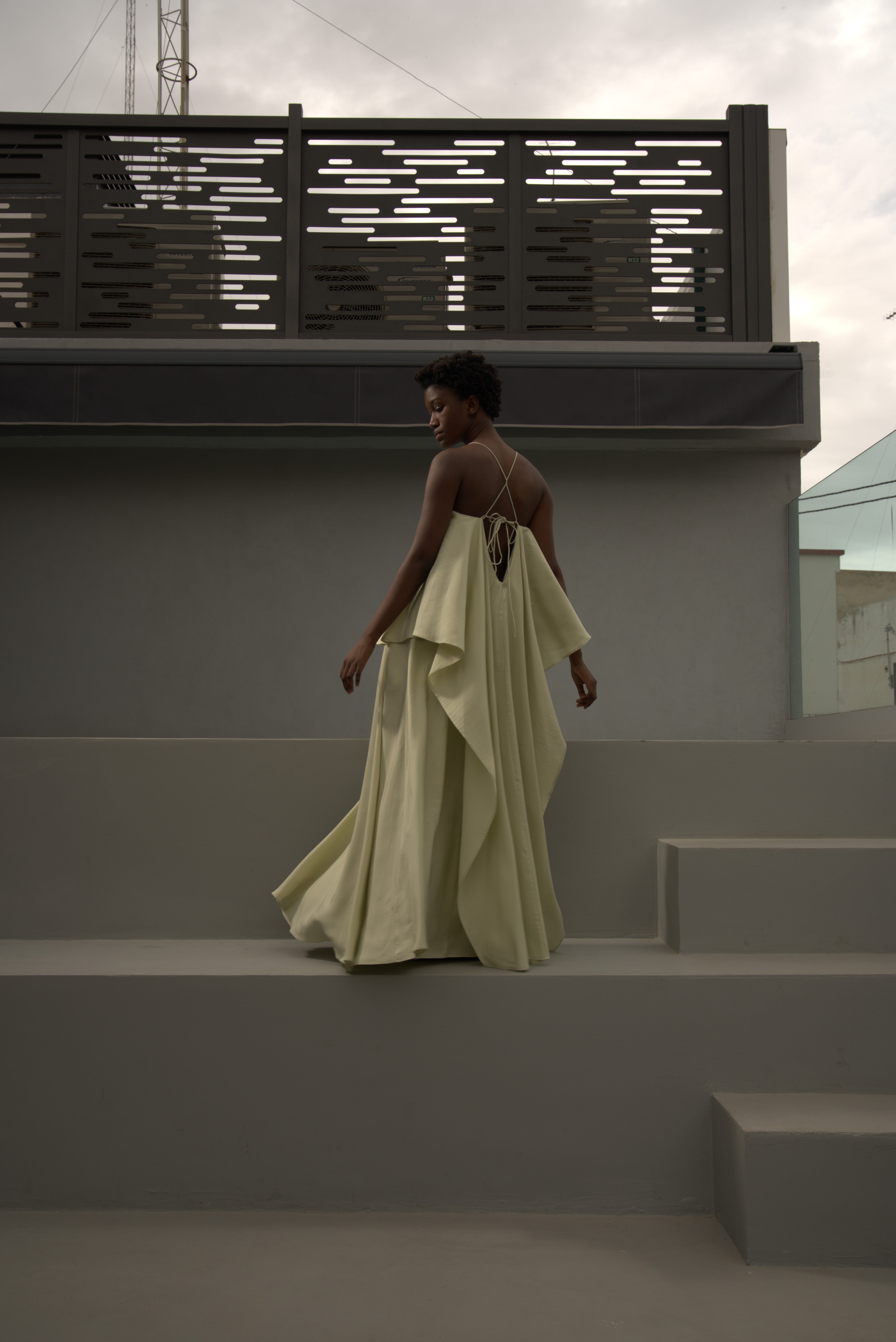 Vestido largo drapeado