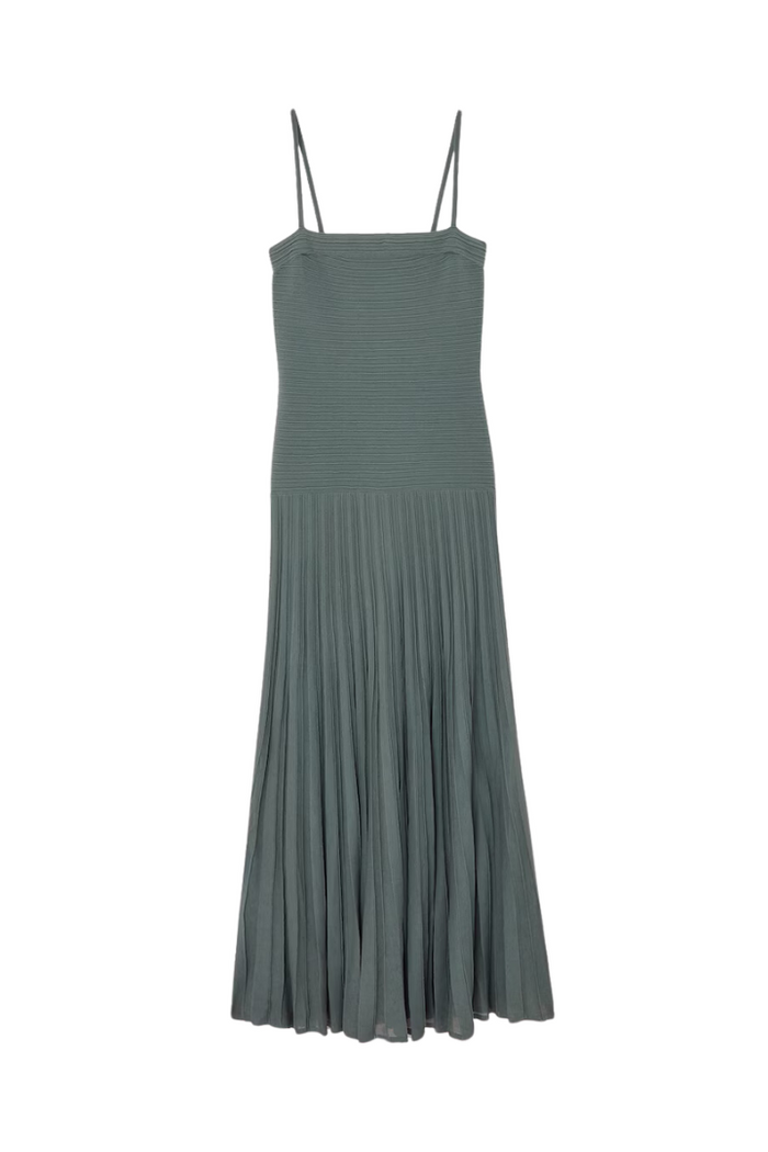 COS - Vestido largo plisado de escote cuadrado