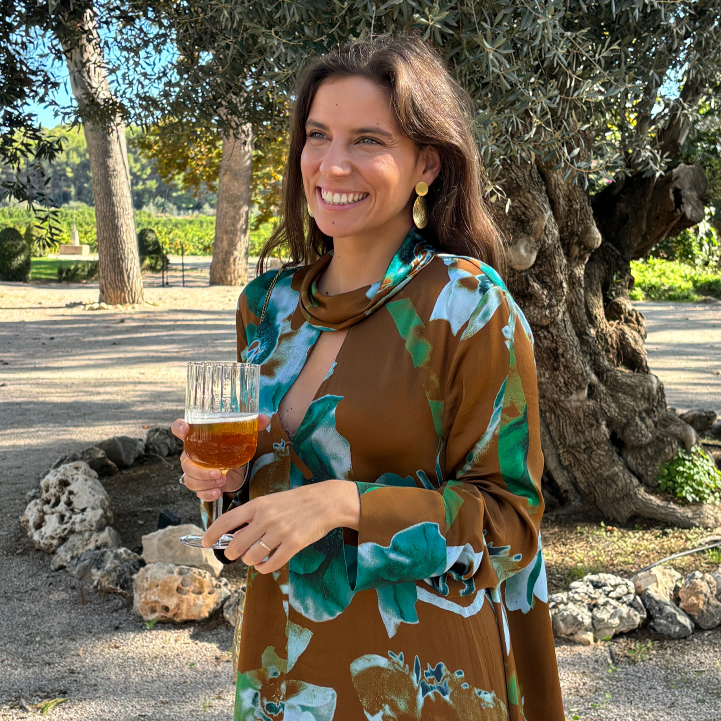 Vestido midi asimétrico estampado