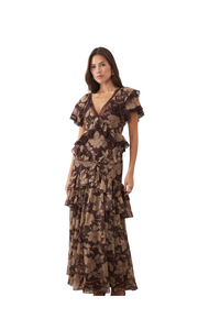 Asos Design - Vestido midi de gasa estampado con volantes