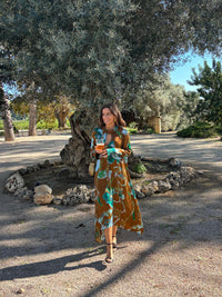 Vestido midi asimétrico estampado