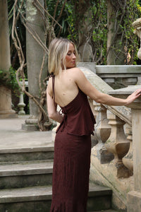 Baymo - Conjunto de top en gasa y falda bordada