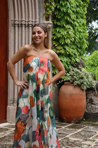 Topshop - Vestido largo estampado palabra de honor