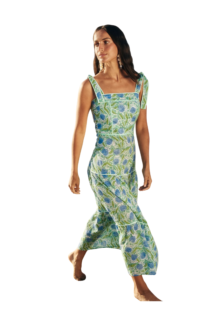 Baymo - Vestido midi estampado de tirantes