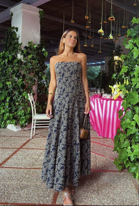 Baymo - Vestido midi floral palabra de honor