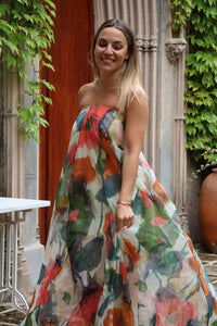 Topshop - Vestido largo estampado palabra de honor