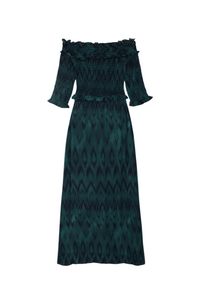 Vanó Studio - Vestido midi escote bardot con fruncido