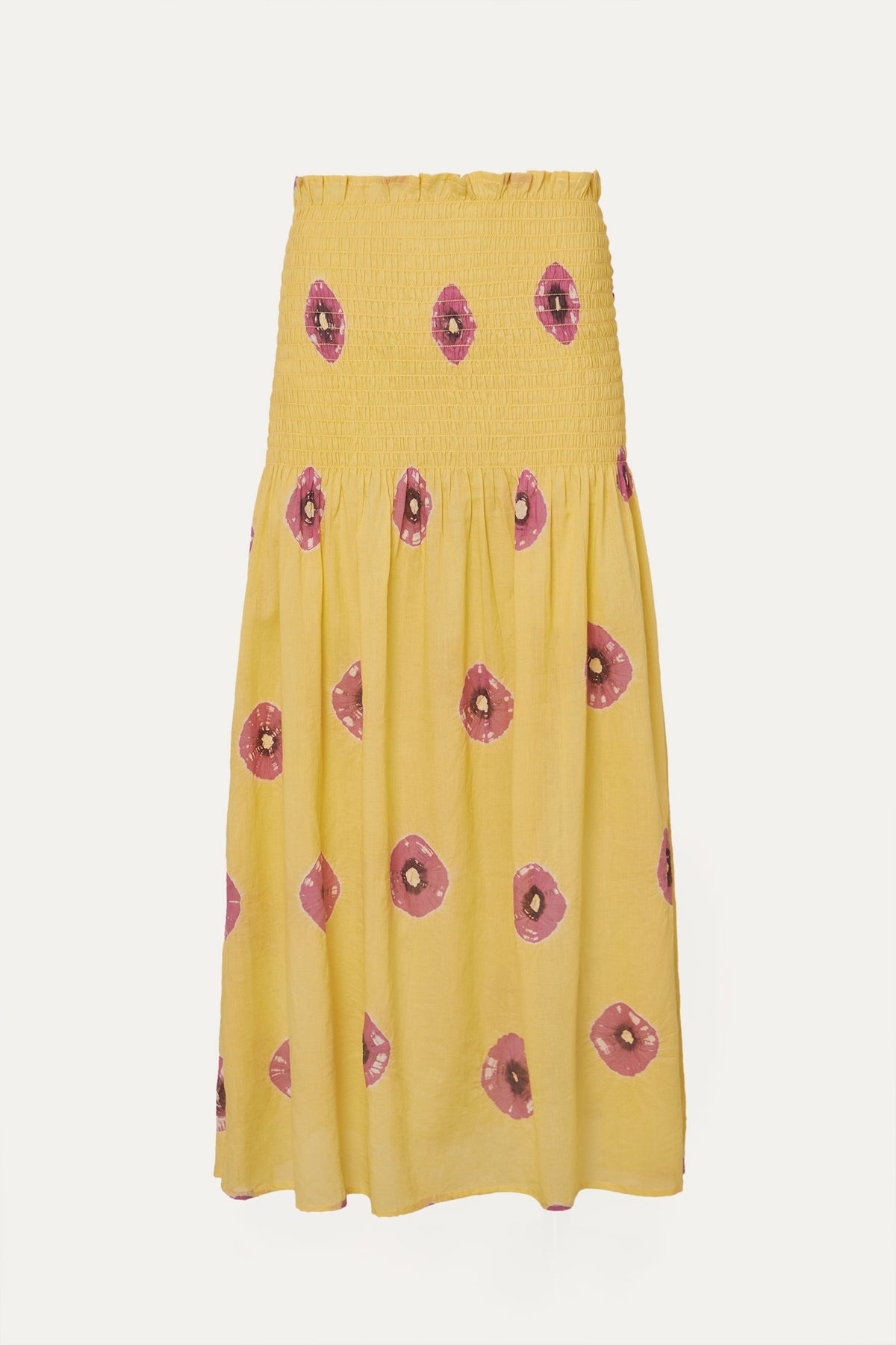Falda estampada amarillo y rosa de Par y Escala