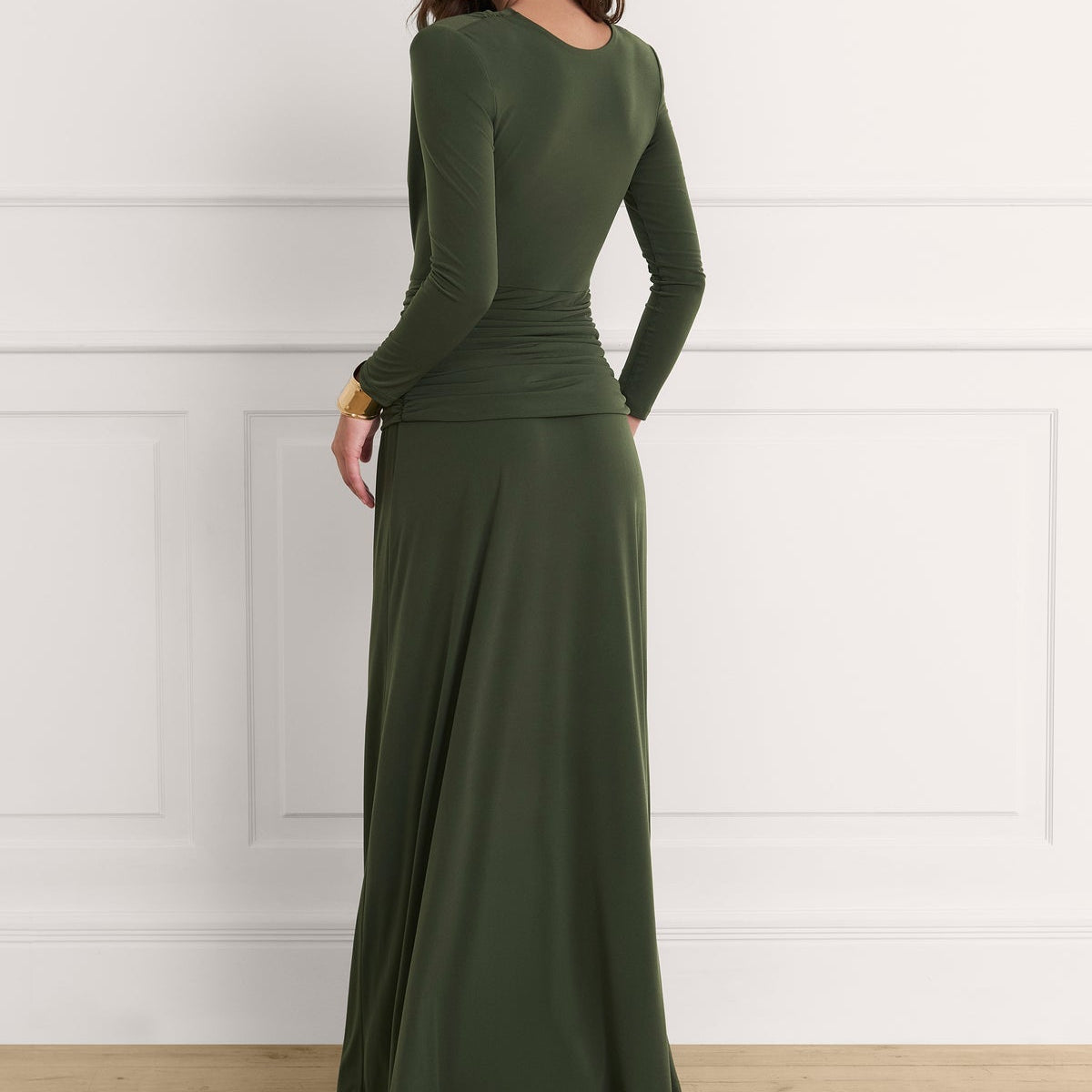 Vestido largo punto escote drapeado multiposición
