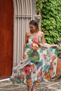 Topshop - Vestido largo estampado palabra de honor