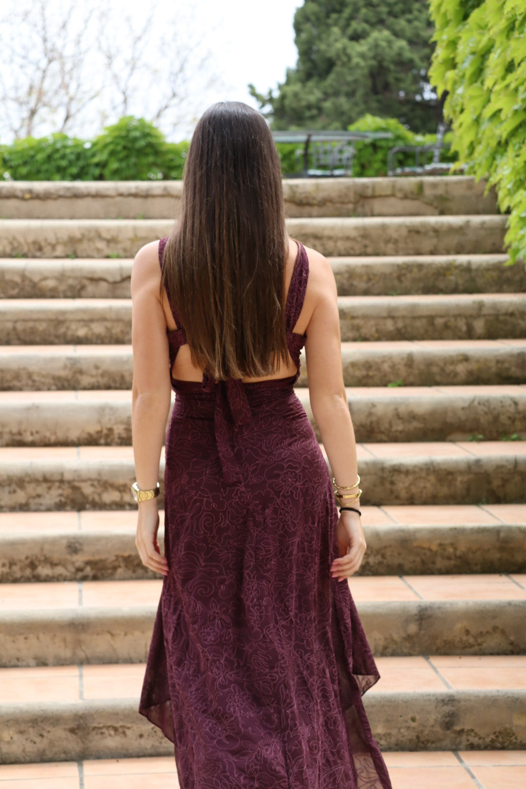 Baymo - Vestido midi bordado de cuello halter