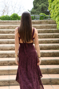 Baymo - Vestido midi bordado de cuello halter