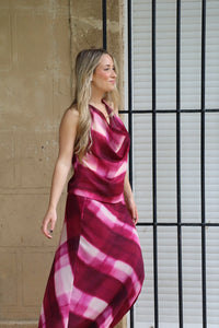 Baymo - Conjunto midi de top halter y falda fluida