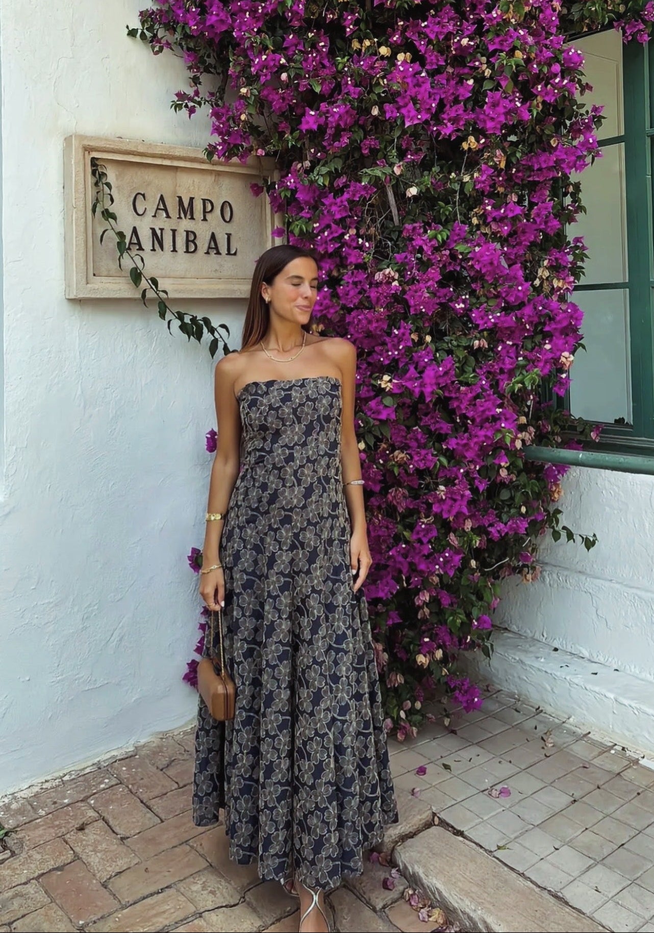 Baymo - Vestido midi floral palabra de honor