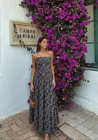 Baymo - Vestido midi floral palabra de honor