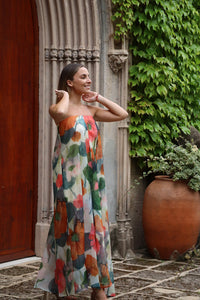 Topshop - Vestido largo estampado palabra de honor