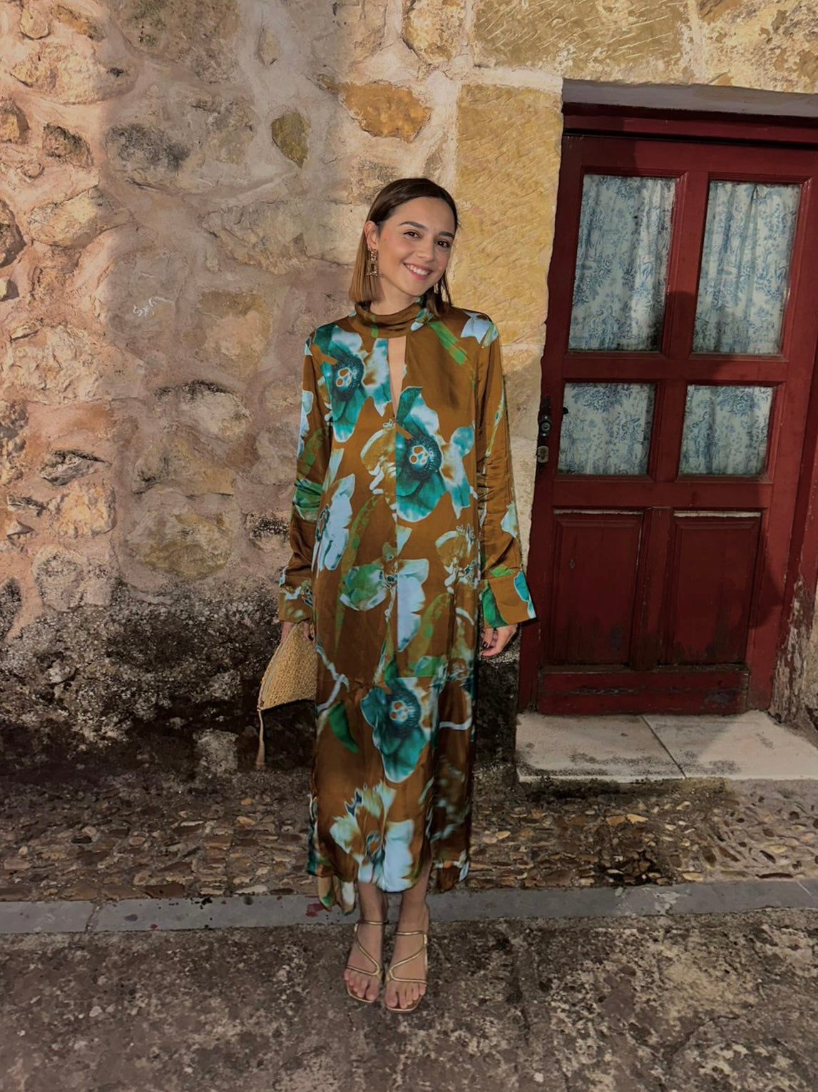 Vestido midi asimétrico estampado