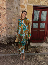 Vestido midi asimétrico estampado