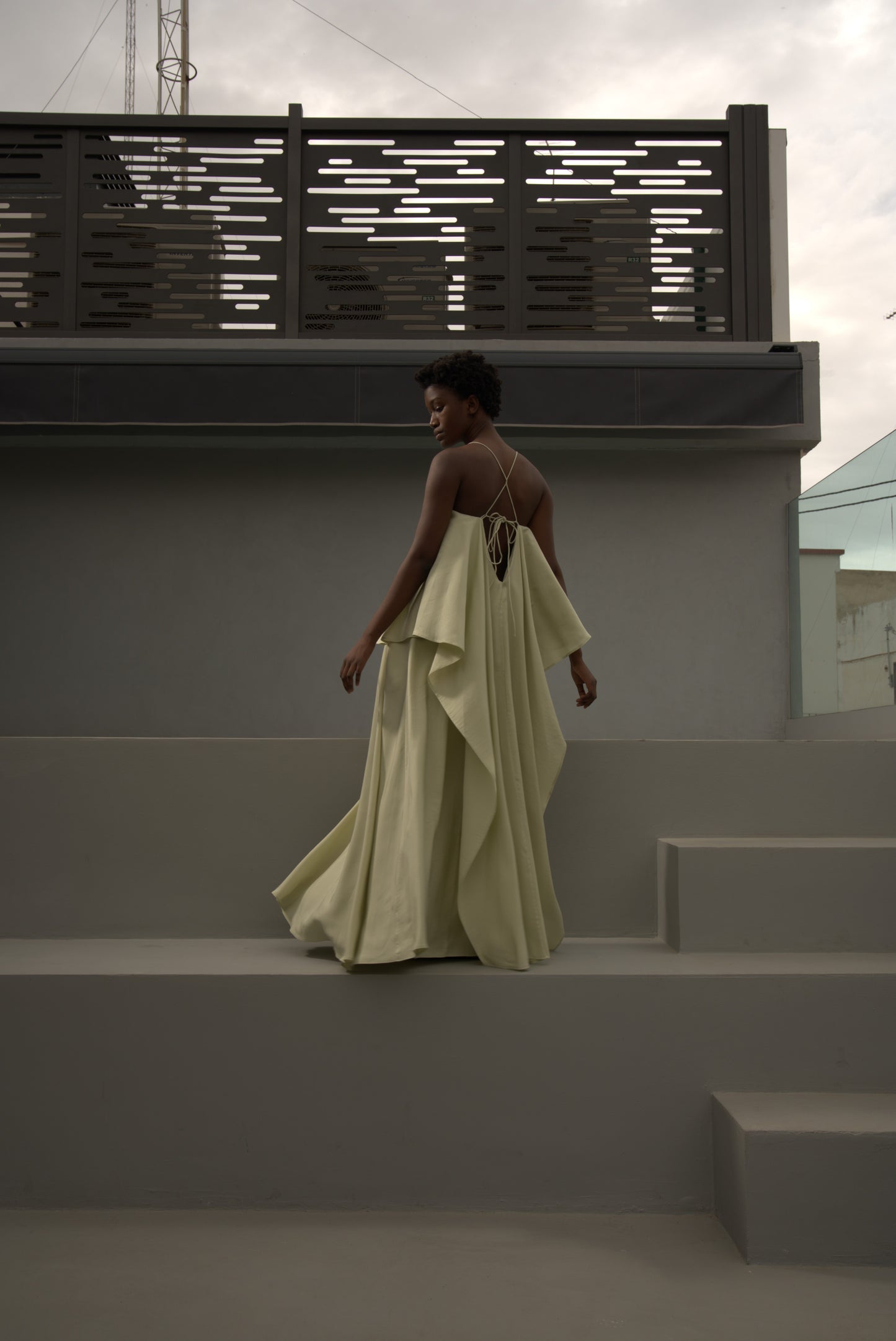 Vestido largo drapeado