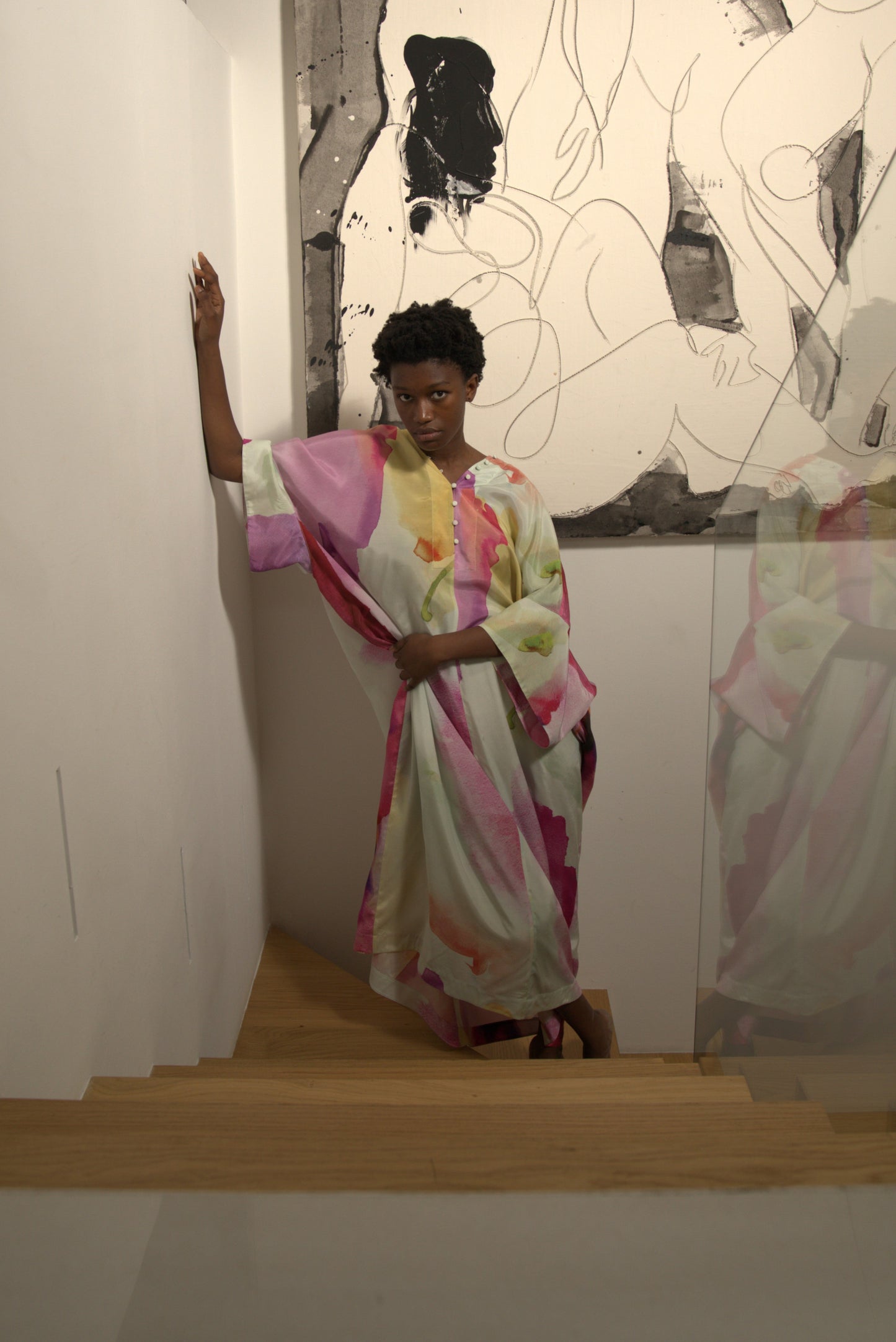 Vestido midi estampado acuarela