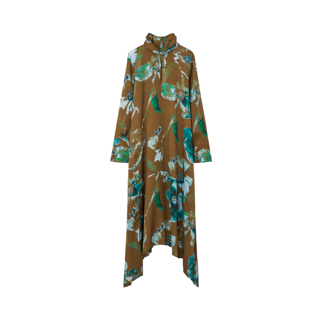 Vestido midi asimétrico estampado