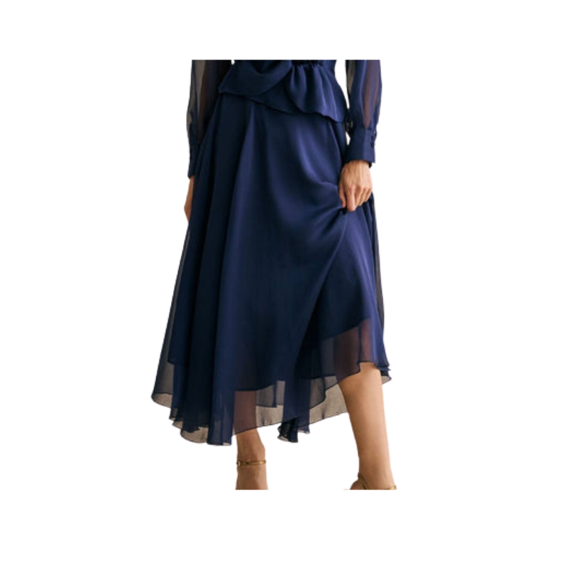 Falda midi en gasa de corte evasé