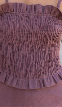 Vanó Studio - Vestido midi de lino con cuerpo fruncido