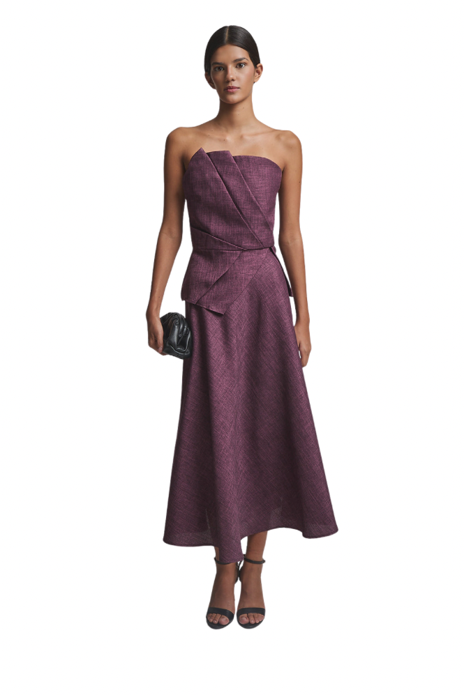 Coosy - Conjunto top palabra de honor y falda midi