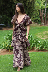 Asos Design - Vestido midi de gasa estampado con volantes