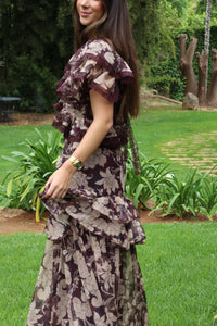 Asos Design - Vestido midi de gasa estampado con volantes