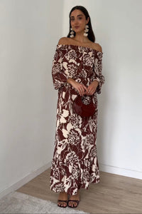 Silbon - Vestido palabra de honor estampado