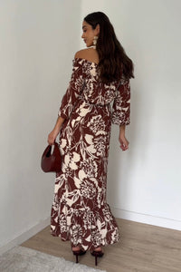 Silbon - Vestido palabra de honor estampado