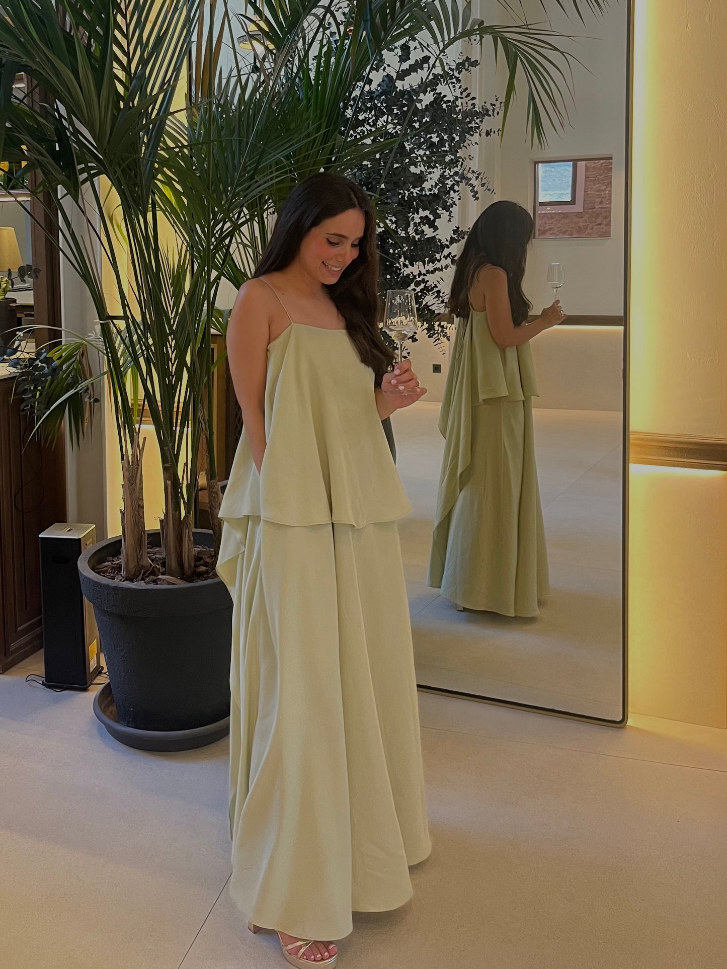 Vestido largo drapeado