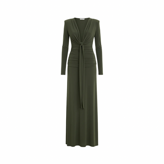 Vestido largo punto escote drapeado