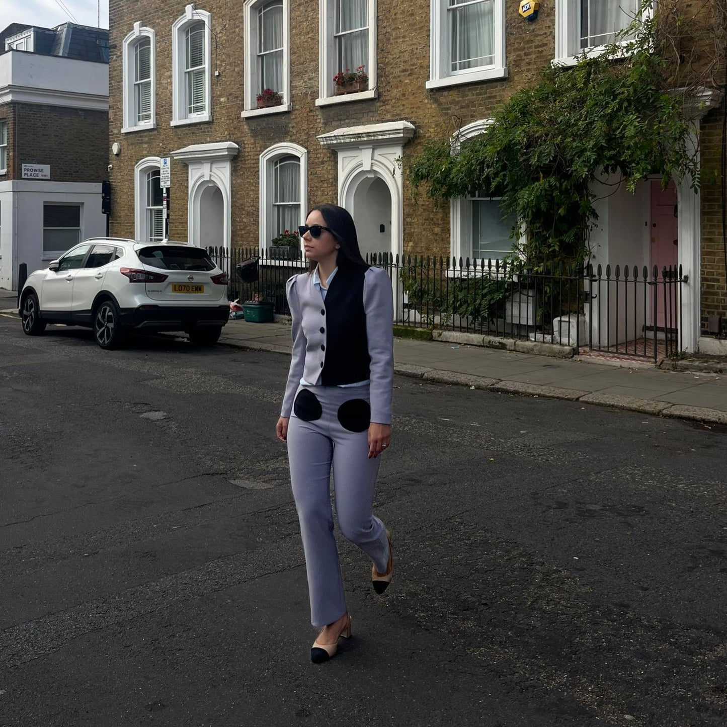 Conjunto bicolor de chaqueta y pantalón