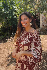 Silbon - Vestido palabra de honor estampado