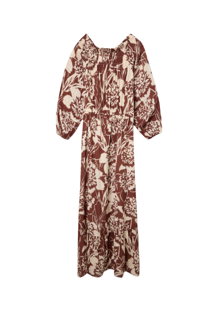 Silbon - Vestido palabra de honor estampado