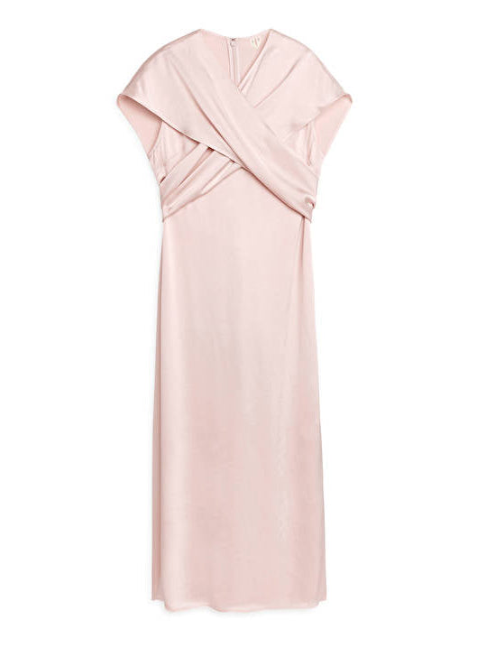 Arket - Vestido midi con escote drapeado